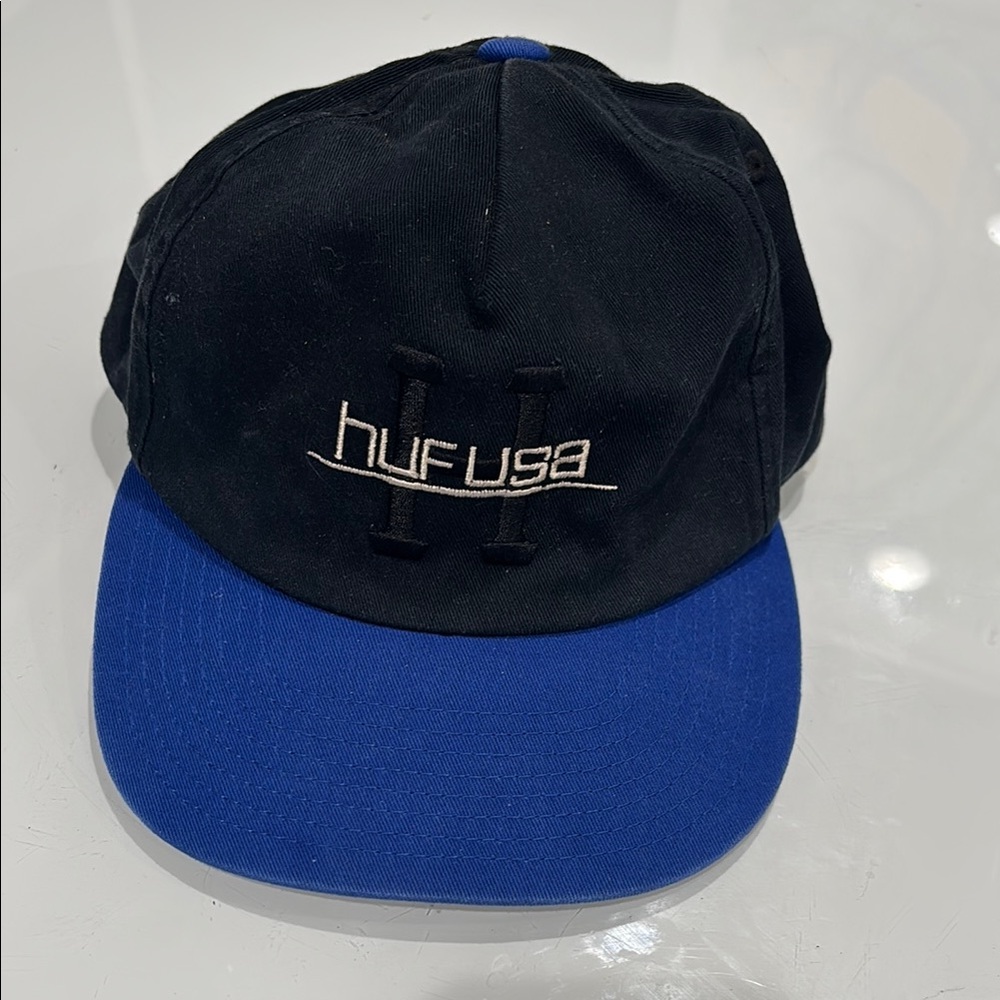 HUF Hat Cap Black Blue Snap Back Adjustable USA